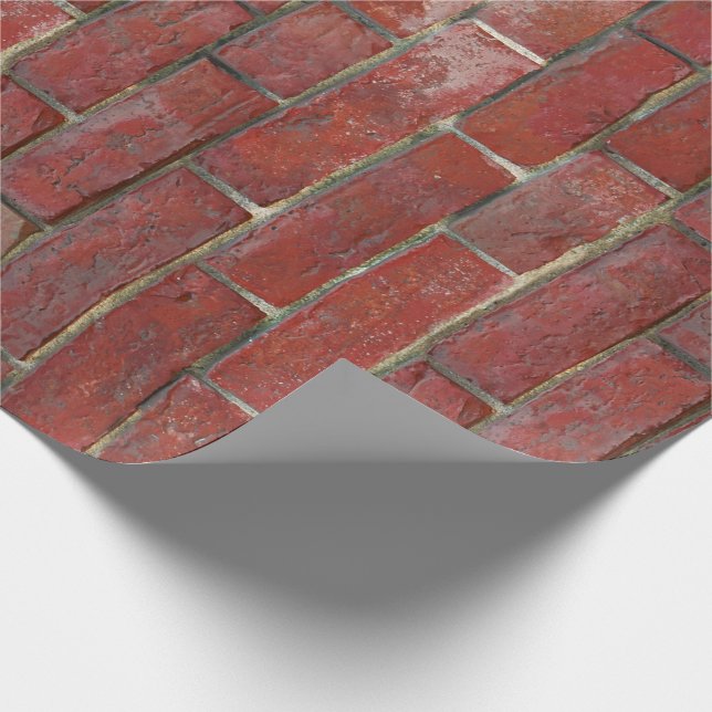 Deep Red Brick Wall Pattern Wrapping Paper (Corner)