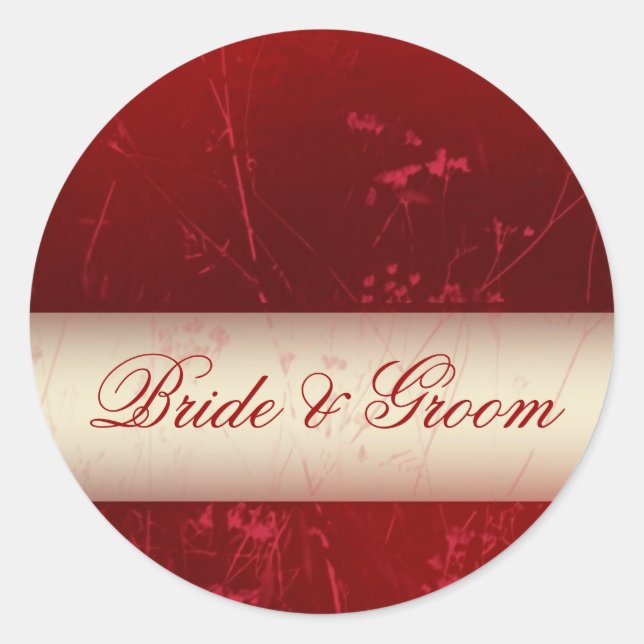 Deep red bride and groom stickers (Front)
