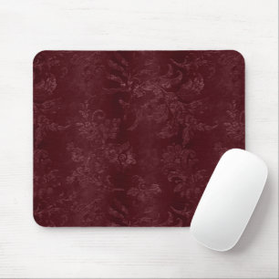 Deep Red Burgundy Floral Christmas Mouse Pad