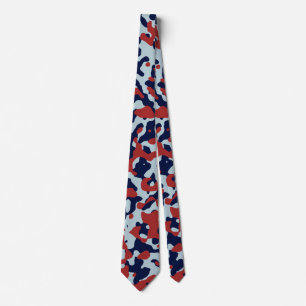 Deep Red Camouflage in Navy and Light Blue Shades Tie