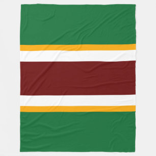 Deep Red Camp Green White Yellow Racing Stripes Fleece Blanket