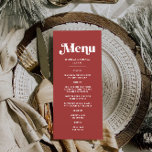 Deep Red Christmas Wedding Menu<br><div class="desc">This Deep Red Christmas Wedding Menu is perfect for an elegant winter wedding, adding a touch of sophistication to your winter wedding aesthetic. Designed with a rich burgundy colour, it complements your winter wedding colour palette, making it a standout piece among your christmas wedding decorations. Whether you're planning a christmas...</div>