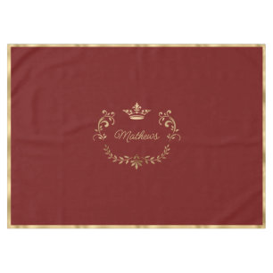 Deep Red Crown Crest Personalised  Tablecloth