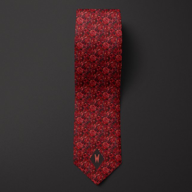 Deep Red Cubism Roses Tie (Creator Uploaded)