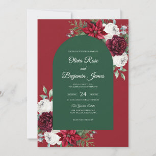 Deep Red Dahlia Wedding Invitation