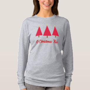 Deep red damask modern Christmas tree T-Shirt