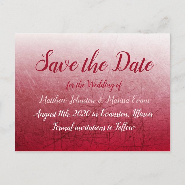 Deep Red Fade Bubbles  Save the Date Postcard (Front)