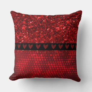 Deep Red Faux Glitter Lights Cushion