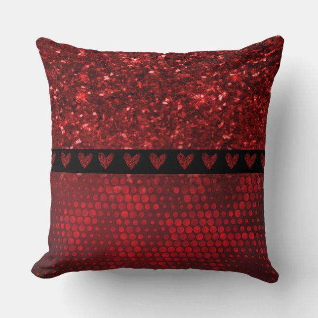 Deep Red Faux Glitter Lights Cushion (Front)