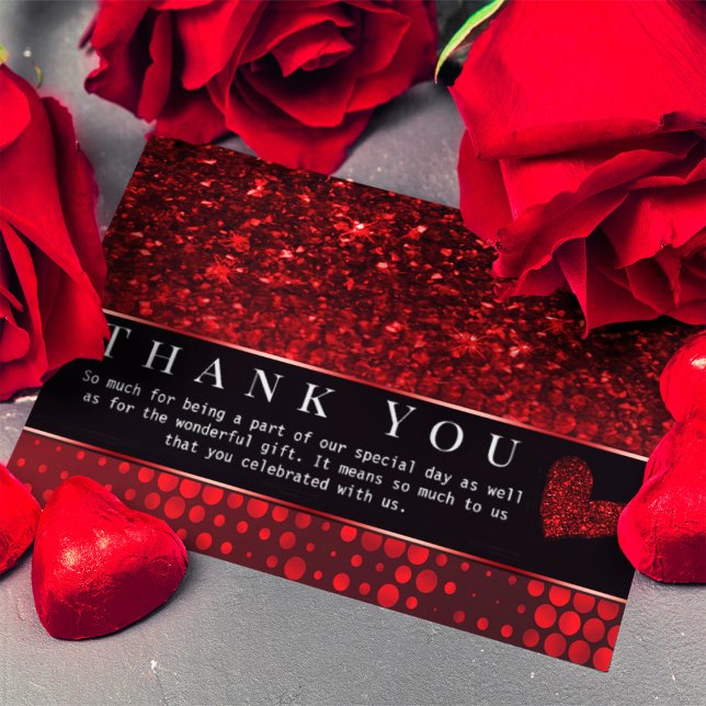 Deep Red Faux Glitter Lights Thank You Card (Creator Uploaded)
