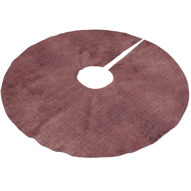 Deep Red Faux Linen (linen look) Brushed Polyester Tree Skirt (Angled)