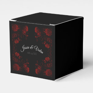 Deep Red Floral Elegant Gothic Wedding Favour Box