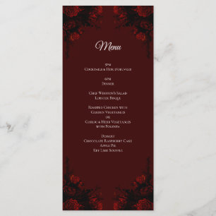 Deep Red Floral Elegant Gothic Wedding Menu