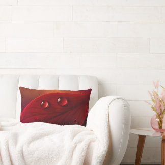 Deep Red Floral Water Drop Throw Pillow
