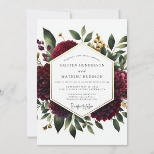 Deep Red Floral Whimsy Wedding Invitation