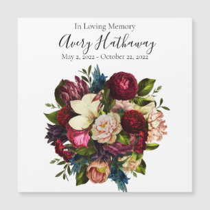 Deep Red Flower Bouquet Funeral Memorial Magnet