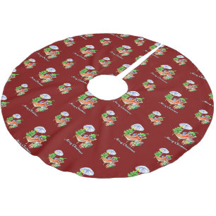 Deep Red Funny And Festive Christmas Chilli Brushed Polyester Tree Skirt