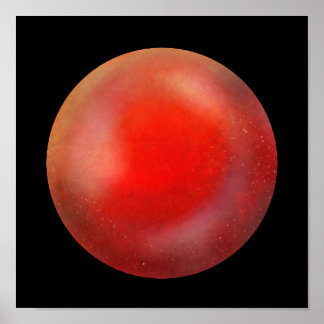 Deep Red Galaxy Orb – Crimson Marble Print
