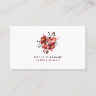 Deep-red Garden Flowers Bouquet Business Card
