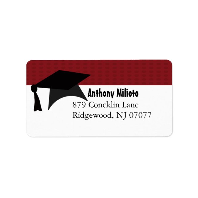 Deep Red  Graduation Cap Label (Front)