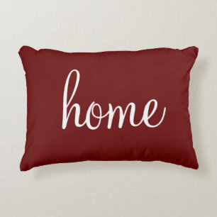 Deep red "home" customisable pretty decorative cushion