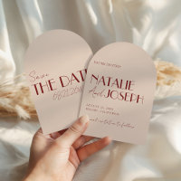 Deep Red Ivory Whimsical Retro Arched Wedding