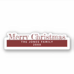 Deep Red Kiss-Cut Merry Christmas with Family Name