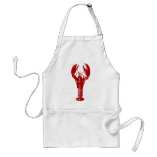 Deep Red Lobster and White Standard Apron