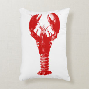 Deep Red Lobster on White Decorative Cushion