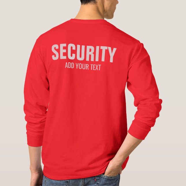 Deep Red Mens Double Sided Long Sleeve Security  T-Shirt (Back)