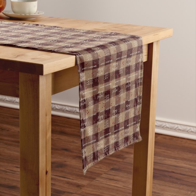 Deep Red | Merry & Bright Plaid | Buffalo Checks Medium Table Runner (In Situ)