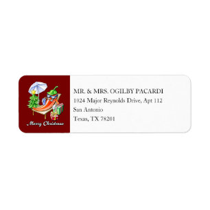 Deep Red Merry Christmas Chilli Add Your Address Return Address Label