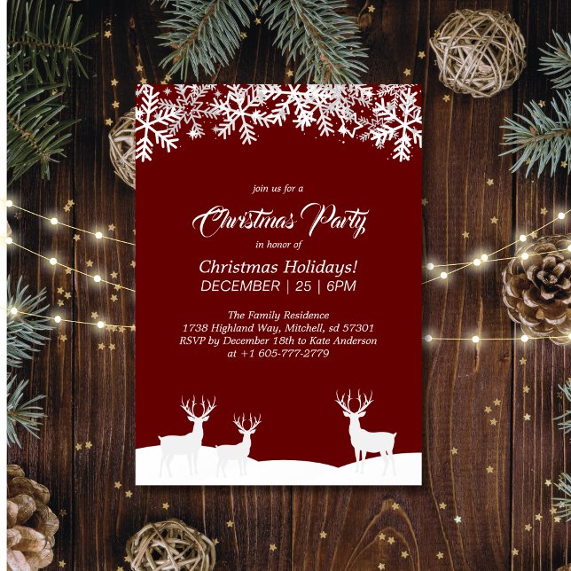 Deep Red Merry Christmas Party Invitation (Creator Uploaded)