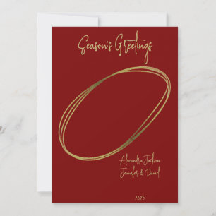Deep Red Minimal Season's Greetings Christmas Holiday Card