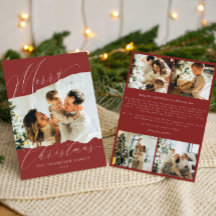 Deep Red Minimalist Elegant Family Photo Christmas