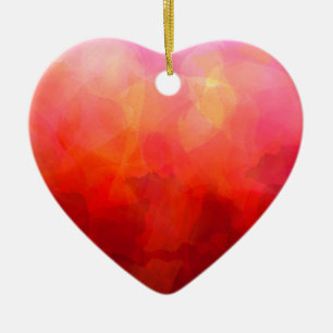 Deep Red Orange Yellow Watercolor Background Ceramic Tree Decoration