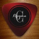 Deep Red Personalised Guitar Pick<br><div class="desc">Great personalised design on this custom deep red and black monogram/name guitar pick.</div>