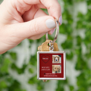 Deep Red Pet Loss Keepsake Key Ring