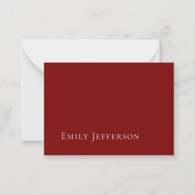 Deep Red Plain Elegant Professional Modern Card (Front)