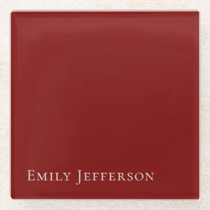 Deep Red Plain Elegant Professional Modern Glass Coaster