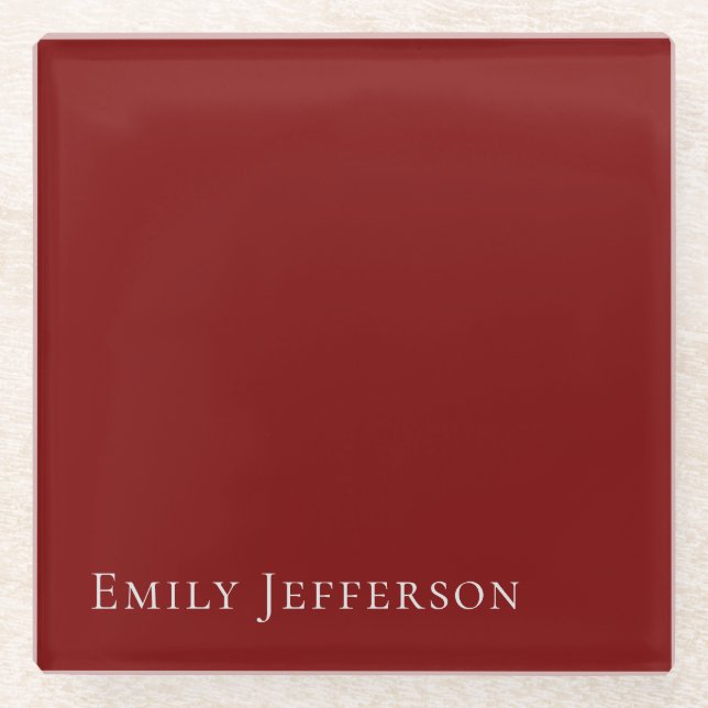 Deep Red Plain Elegant Professional Modern Glass Coaster (Front)