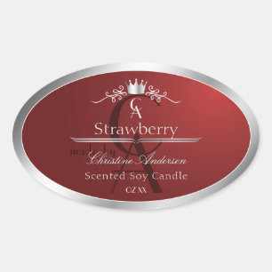 Deep Red Product Label with Silver Frame Monogram
