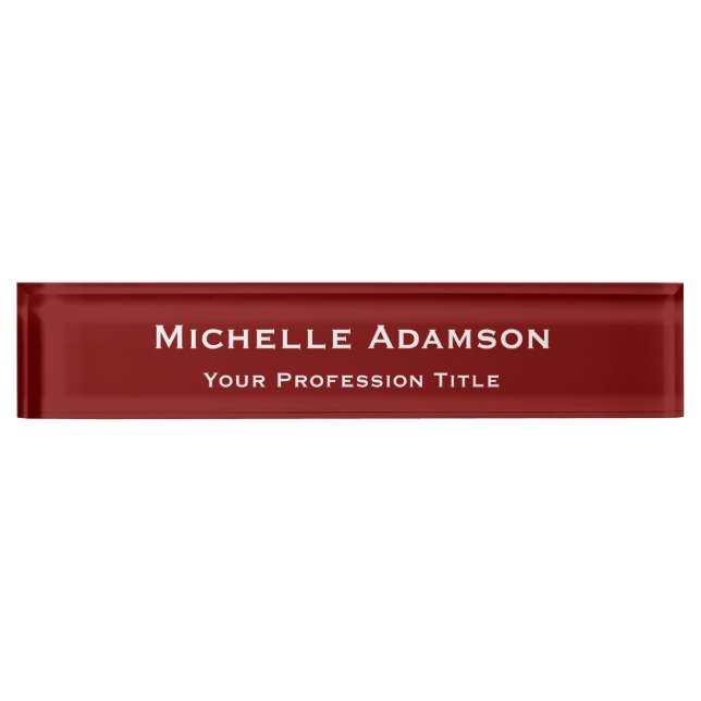 Deep Red Professional Plain Modern Nameplate (Front)