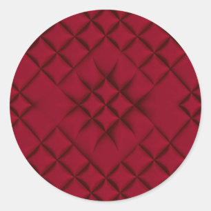 Deep Red Quilted Leather Pattern Classic Round Sticker