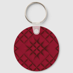 Deep Red Quilted Leather Pattern Key Ring