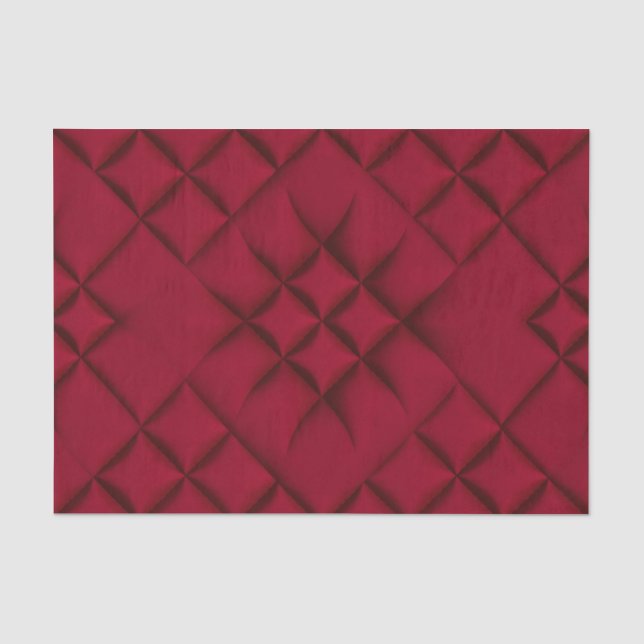 Deep Red Quilted Leather Pattern Tissue Paper (Front)