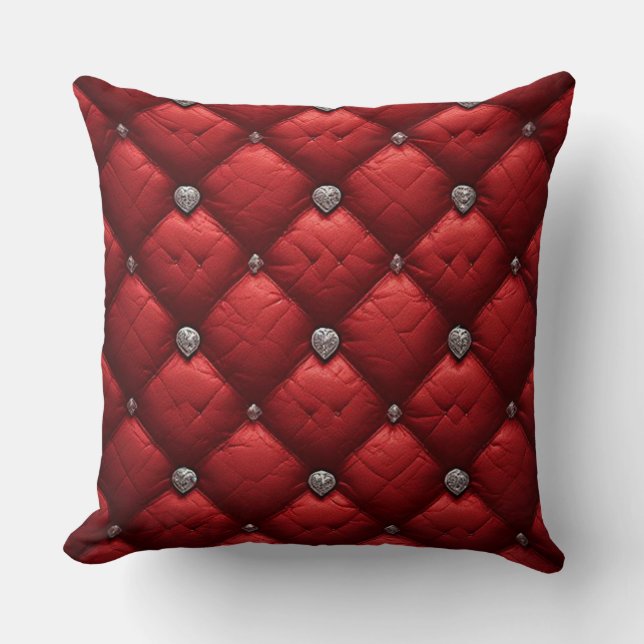 Deep Red Quilted Rich Dimensional Details Cushion (Front)