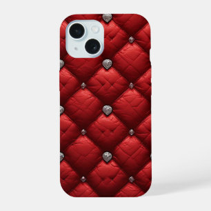 Deep Red Quilted Rich Dimensional Details iPhone 15 Case
