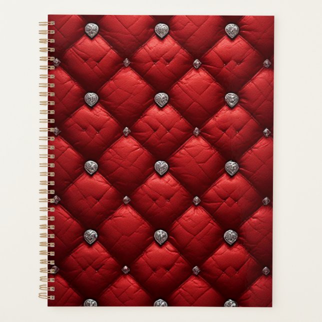 Deep Red Quilted Rich Dimensional Details Planner (Front)