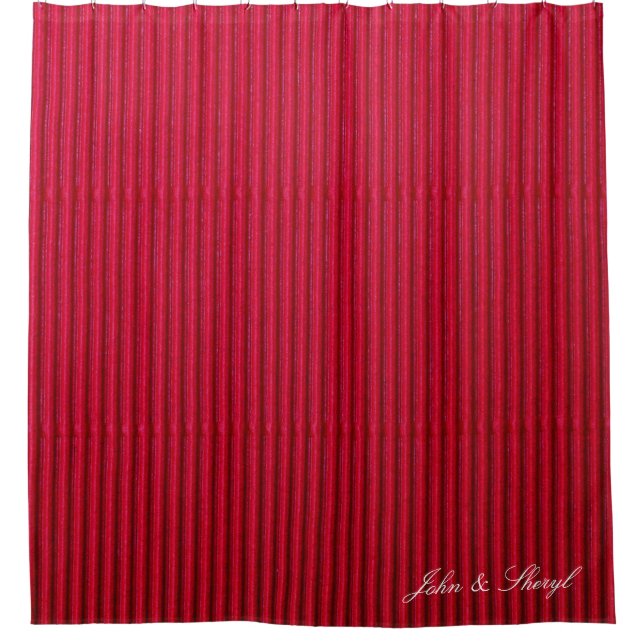 Deep Red Ribbed Vertical Lines  Shower Curtain (Front)